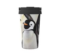 Cute Penguin Animal Pattern Print Insulated Coffee Tumbler, 500ml Leakproof Stainless Steel Travel Mug, Double Walled, Hot & Cold Drinks - Perfect for Commuting, Office, Home