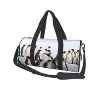Cute Penguin Animal Pattern Print Round Duffel Bag, Canvas Overnight Travel Tote Bag, Waterproof and Tear-Resistant.Foldable Weekend Travel Bag
