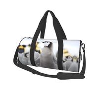 Cute Penguin Animal Pattern Print Round Duffel Bag, Canvas Overnight Travel Tote Bag, Waterproof and Tear-Resistant.Foldable Weekend Travel Bag