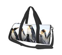 Cute Penguin Animal Pattern Print Round Duffel Bag, Canvas Overnight Travel Tote Bag, Waterproof and Tear-Resistant.Foldable Weekend Travel Bag