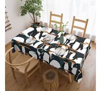 Cute Penguin Animal Pattern print Tablecloth, Square lace farmhouse tablecloth, for indoor and outdoor dining