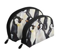 Cute Penguin Animal Pattern Printed Makeup Bags 2-Piece Portable Shell Travel Toiletry Bag Cosmetic Organizer Bag for Women
