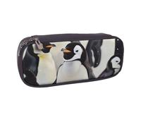 Cute Penguin Animal Pattern Printed Pu Leather Pencil Case Box Flip Pen Bag and Makeup Cosmetic Holder for Girls Boys School Students