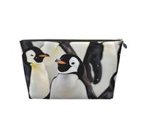 Cute Penguin Animal Pattern Printed Travel Cosmetic Bags with Gold Zipper Makeup Organizer Cosmetic Case Toiletry Bag for Women Mom Girls
