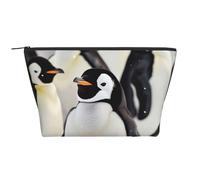 Cute Penguin Animal Pattern Prints Trapezoid Makeup Bag Travel Cosmetic Organizer with Foam Padding for Gym, Office, and Weekend Trips