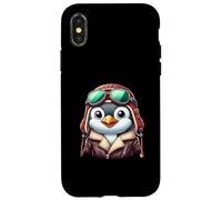 Cute Penguin Aviator Pilot Animal Art Case for iPhone X/XS