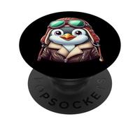 Cute Penguin Aviator Pilot Animal Art PopSockets Adhesive PopGrip