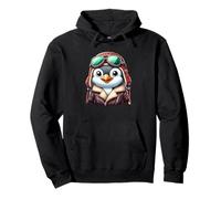 Cute Penguin Aviator Pilot Animal Art Pullover Hoodie
