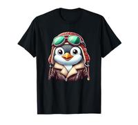 Cute Penguin Aviator Pilot Animal Art T-Shirt