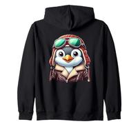 Cute Penguin Aviator Pilot Animal Art Zip Hoodie