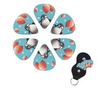 Cute Penguin Balloon Print 6 Pcs Guitar Picks with Organizer Storage Box for Personalized Guitars for Men Women Guitar Accessory Ukulele for Guitar