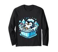 Cute Penguin Bathing In The Tub With Foam Long Sleeve T-Shirt
