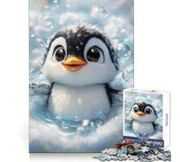 Cute Penguin Bathing Jigsaw Puzzle 1000 Piece for Teenagers Logic Fun Premium Print Home Enjoyable Nice Decor (38x26cm)