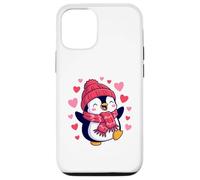 Cute Penguin Beanie Love Hearts Scarf Valentines Day Case for iPhone 12/12 Pro