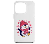 Cute Penguin Beanie Love Hearts Scarf Valentines Day Case for iPhone 13 Pro