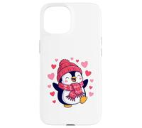 Cute Penguin Beanie Love Hearts Scarf Valentines Day Case for iPhone 15