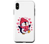 Cute Penguin Beanie Love Hearts Scarf Valentines Day Case for iPhone XS Max