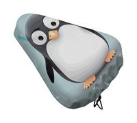 Cute Penguin Bike Seat Cushion Waterproof Bicycle Seat Cover with Drawstring Comfort Dustproof Rain Proof Protection Bike Seat for Outdoor Most Bicycles Mountain Road Bikes