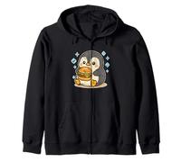 Cute Penguin Burger Cartoon Zip Hoodie