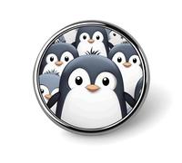Cute Penguin Button Pin Round Alloy Lapel Pins Badges Novelty Funny Enamel Pins Button Lapel Personalized Pinback Button Badges Cute Brooche Pin for Backpacks Jackets Bags