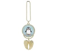 Cute Penguin Car Hanging Ornament Rear View Mirror Pendant Lucky Presents Hanging Ornament Funny Car Pendant for Office Auto Home Decoration Golden-style