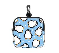 Cute Penguin Cartoon Pattern, Square Zipper Storage Bag, Neoprene Coin Purse, Small Wallets, Change Pouch, Change Purse