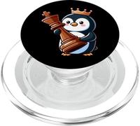 Cute Penguin Chess Player with King Piece PopSockets PopGrip for MagSafe