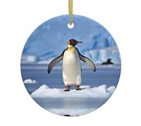 Cute Penguin Christmas Ceramic Circular Pendant Is An Excellent Addition To Your Holiday Decoration