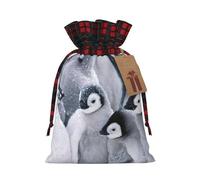 Cute penguin Christmas New Year Candy Gift Bags M Size Drawstring Bags for Kids Xmas Holiday Xmas Eve Presents