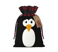 Cute Penguin Christmas New Year Candy Gift Bags S Size Drawstring Bags for Kids Xmas Holiday Xmas Eve Presents