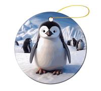 Cute Penguin Christmas Tree Ornaments Ceramic Xmas Round Pendant Keepsake Gift for Xmas Tree Winter Holiday Hanging Ornament for Women Men 2.8 Inch 1 Pcs
