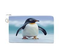 Cute Penguin Coin Purse Mini Change Wallet Portable Change Purse Cute Canvas Coin Wallet Bag with Zipper for Men & Women
