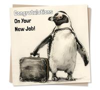 Cute Penguin Congratulations Card - Congratulations On Your New Home - For A Friend, Family Or Partner