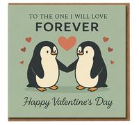 Cute Penguin Couple Valentine's Day Card - To The One I Will Love Forever - Romantic Card for Partner, Boyfriend, Girlfriend, Husband or Wife