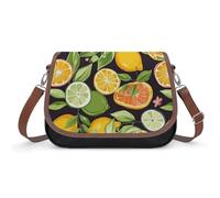 Cute Penguin Crossbody Bags for Women Leather Handbags Travel Purses Shoulder Bags Tote Bag for Daily Use, Citrus Fruit Pattern, One Size