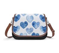 Cute Penguin Crossbody Bags for Women Leather Handbags Travel Purses Shoulder Bags Tote Bag for Daily Use, Hand Drawn Blue Heart, One Size