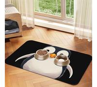 Cute Penguin Dog Food Mats for Floors, 12x18 Inch Non-Slip Super Absorbent Pet Food Mat, Dishwasher Dog Mat for Food and Water, Cute Quick Dry Pet Feeding Mat for Dogs Puppy Cats