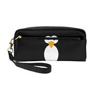 Cute Penguin Double-Sided Printed Leather Portable Makeup Pouch-Multi-Purpose Cosmetic Bag, Pencil Case and Organizer for Women