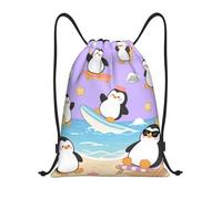 Cute Penguin Drawstring Backpack String Bags Versatile Waterproof String Backpack For Picnic Holiday Outdoor 36X42Cm