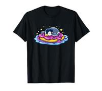 Cute Penguin Dreaming On Galaxy Donut T-Shirt