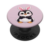 Cute Penguin Easter Bunny with Ears and Egg Design PopSockets Adhesive PopGrip