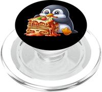 Cute Penguin Eating Lasagna Italian Food Cartoon PopSockets PopGrip for MagSafe