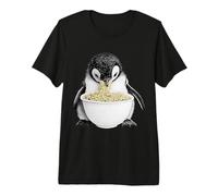 Cute Penguin Eating Ramen Noodles Funny Animal Design Premium T-Shirt