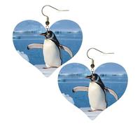 Cute Penguin Elegant Leather Heart-Shaped Earrings-Fashionable And Unique Accessories For Everyday Wear