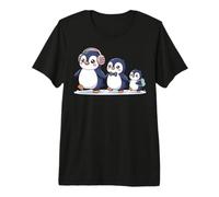Cute Penguin Family Walking Winter Cartoon Premium T-Shirt
