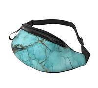 Cute Penguin Fanny Pack for Women Men Fashion Waist Pack Adjustable Belt Bag for Workout Running Travelling Casual Waist Bag, Turquoise Marble, One Size