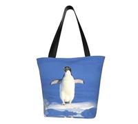 Cute Penguin Fashion Canvas Tote Bag With All Over Print Design,Large Reusable Shopper Tote With Double Handles,Beach Tote, Weekend Bag