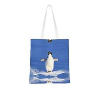 Cute Penguin Fashion Canvas Tote Bag With All Over Print Design, Large Reusable Shopper Tote With Double Handles,Beach Tote, Weekend Bag