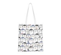 Cute Penguin Fashion Canvas Tote Bag With All Over Print Design, Large Reusable Shopper Tote With Double Handles,Beach Tote, Weekend Bag