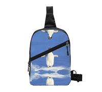 Cute Penguin Foldable Chest Sling Bag,Water-Resistant Lightweight Crossbody Pack For Travel Hiking Daily Use,Adjustable Strap Dual Zipper Pockets